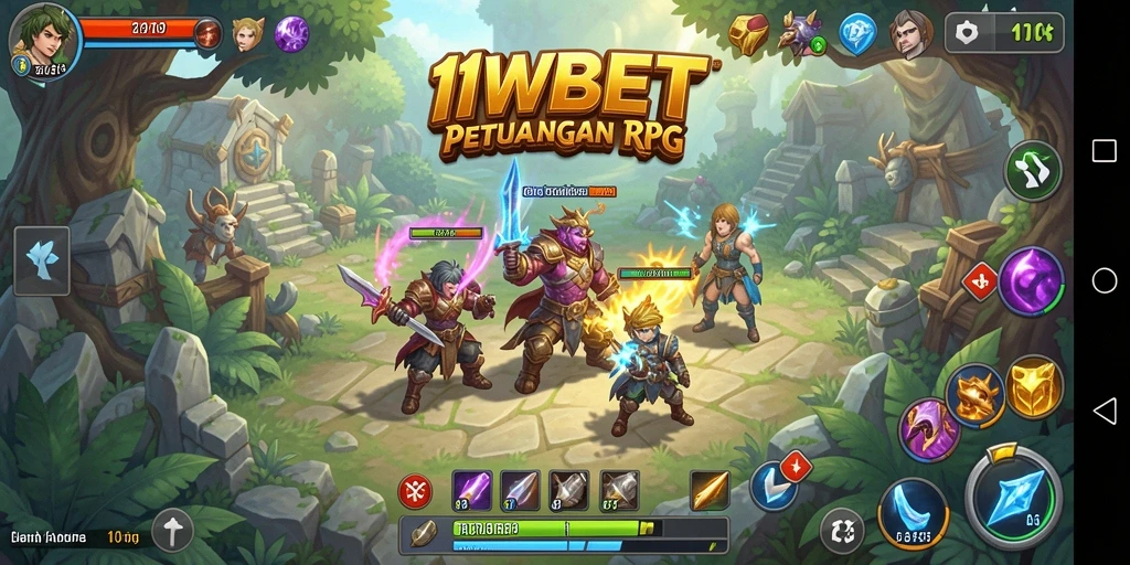 Screenshot gameplay <strong>11WBET</strong> menampilkan pertarungan epik dan karakter unik.