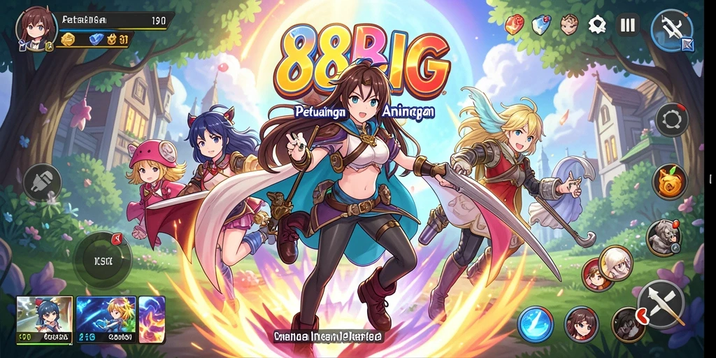 Tangkapan layar menunjukkan aksi seru dalam game Anime 88BIG.