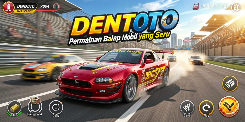 Tampilan menarik dari gameplay DENTOTO dengan balap mobil yang seru.