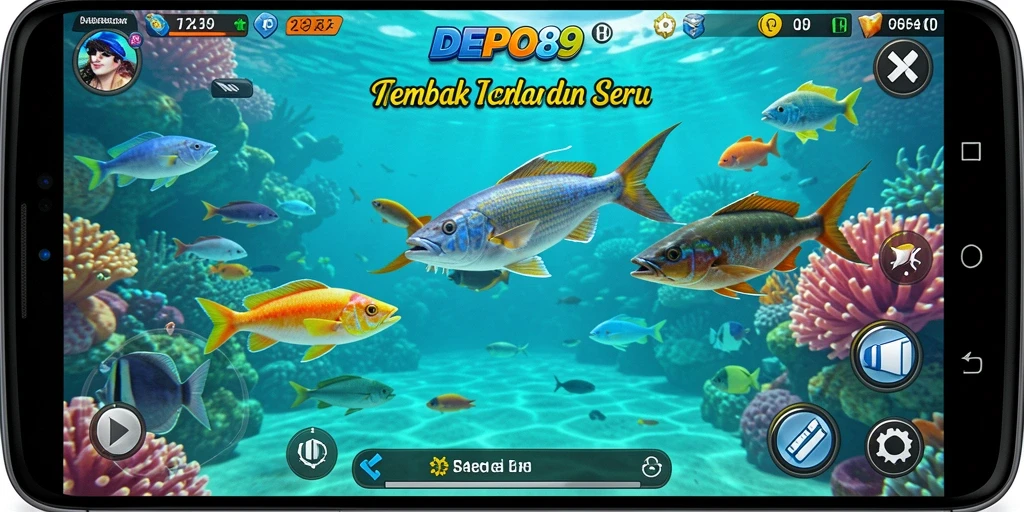 Tampilan gameplay seru di DEPO89 saat menangkap ikan.