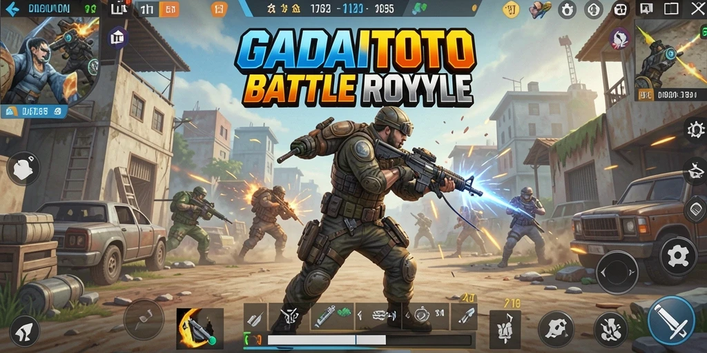 Tangkapan layar GADAITOTO menampilkan aksi seru dalam gameplay Battle Royale.
