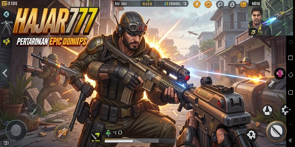 Screenshot gameplay HAJAR777 menampilkan aksi tembak-menembak yang seru.