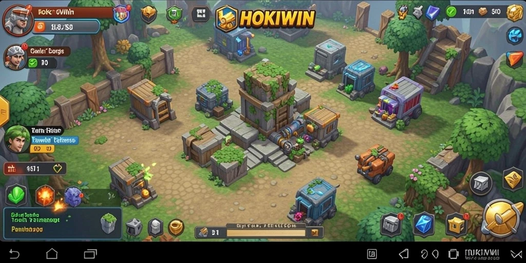 Gameplay menakjubkan HOKIWIN dalam pertahanan tower yang strategis.
