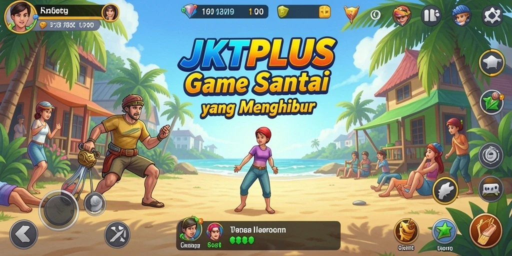 Tampilan gameplay JKTPLUS yang ceria dan menghibur.