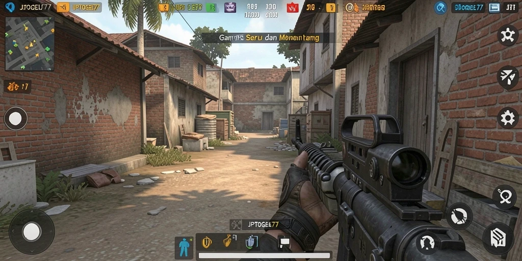 Tampilan aksi menegangkan saat bermain <strong>JPTOGEL77</strong> di mode FPS.