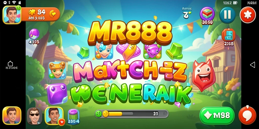 Tampilan gameplay seru MR888 dengan permata berwarna-warni.