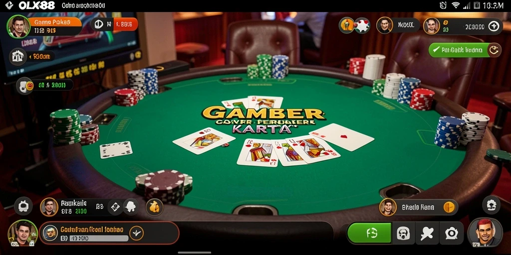 Screenshot OLX888 menampilkan antarmuka permainan Poker yang menarik dan interaktif.