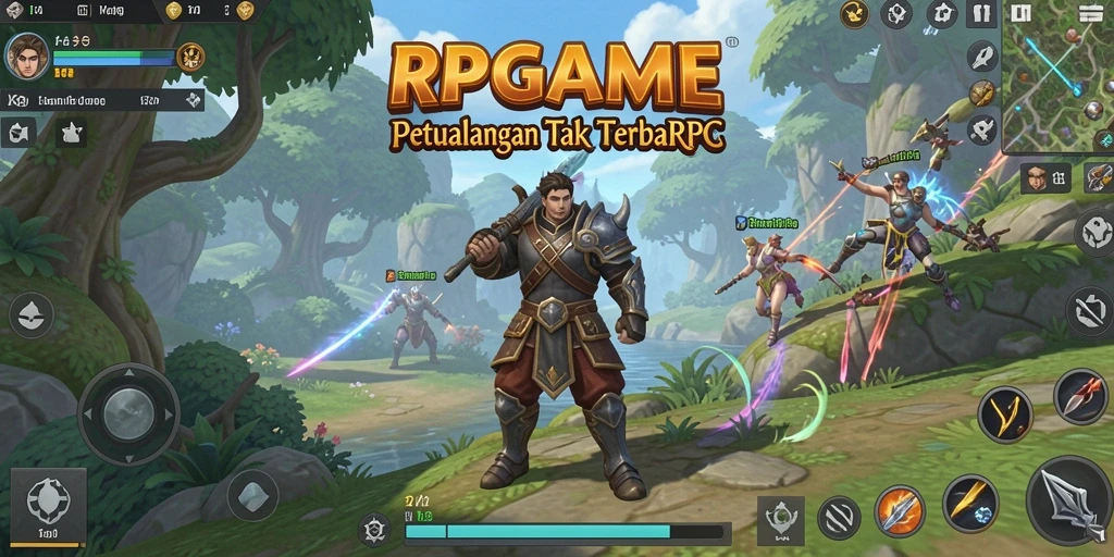 Tangkapan layar gameplay RPG dengan petualangan mendebarkan di dunia fantasi.