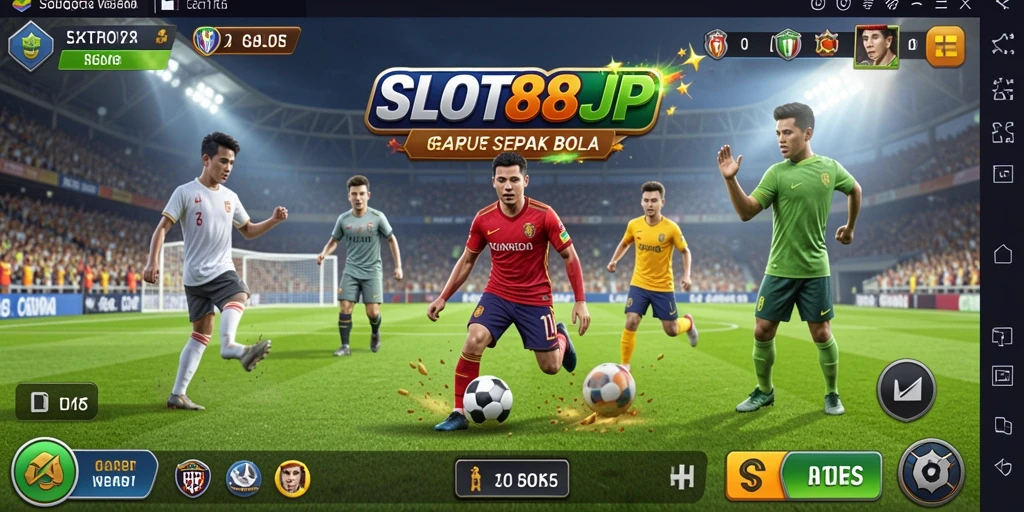 Tampilan gameplay menarik dari SLOT88JP dengan aksi sepak bola.
