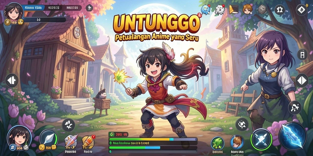 Gameplay UNTUNGGO menampilkan pertempuran antarkarakter yang mendebarkan.